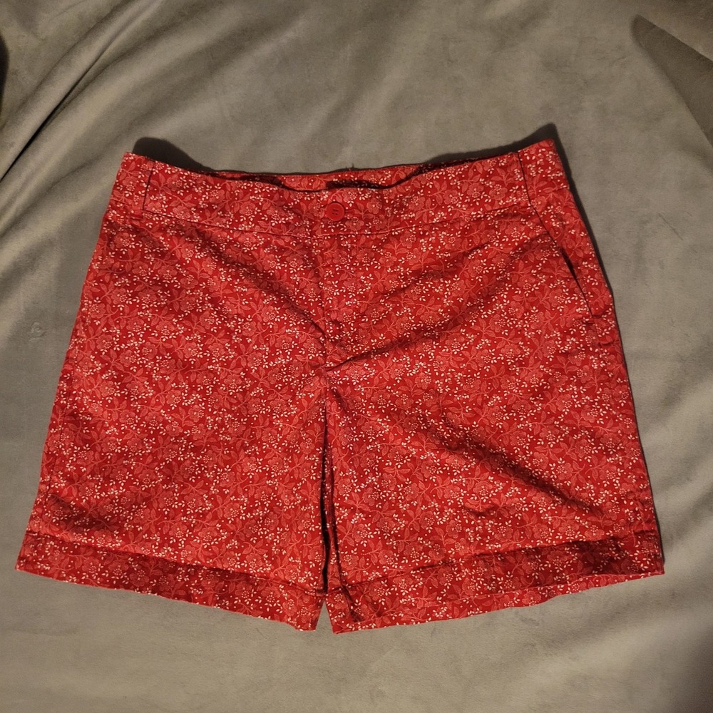CHAPS Red White Floral Figured Shorts Women's Size 12